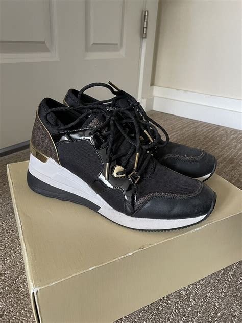 michael kors gold and gray liv trainer|Michael Kors Liv Trainer Sneakers .